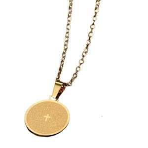 Cross Stainless Steel Pendant Gold Necklace